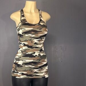 Camo Racerback Tank Top Camouflage Stretch Tee M